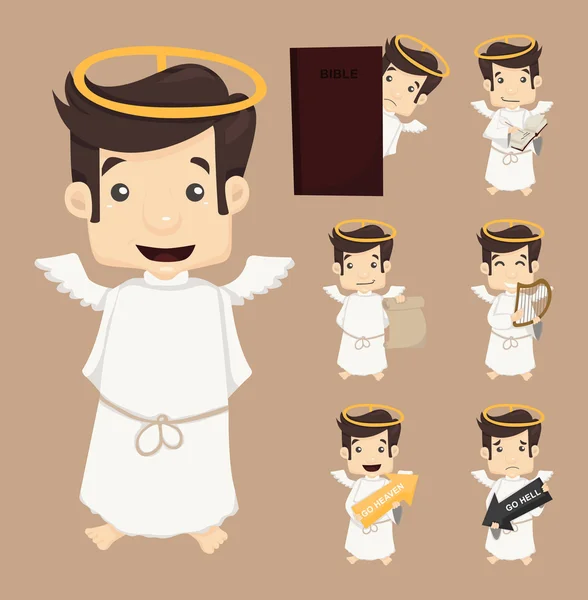 Conjunto de personagens de anjo poses —  Vetores de Stock