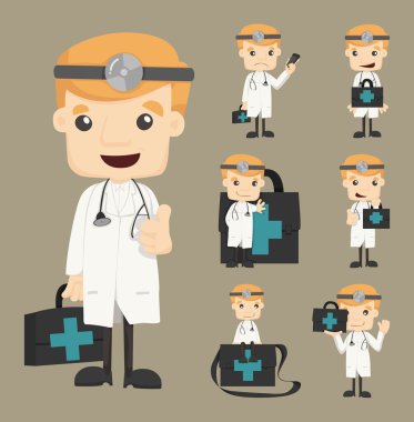 Doktor karakterler pozlar kümesi