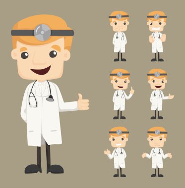 Doktor karakterler pozlar kümesi