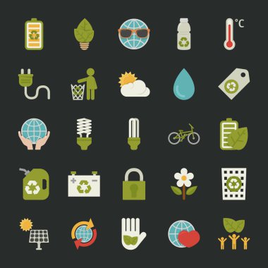 Yeşil Eko Icons set