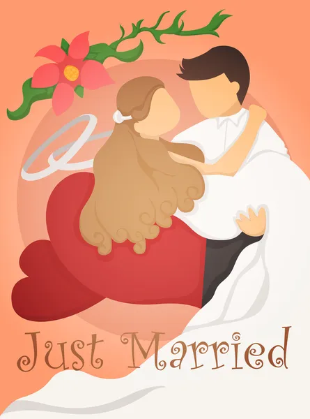 그냥 결혼된 결혼식 초대 카드 디자인 — 스톡 벡터