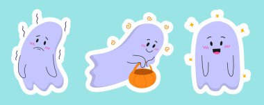 Cadılar bayramı için iyi hayaletler şeklinde çıkartmalar..