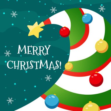 Sıra dışı çizgili Noel ağacı olan vektör Noel kartı