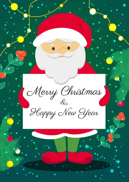 Una Postal Con Santa Claus Deseándoles Todos Una Feliz Navidad — Vector de stock