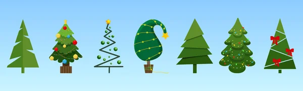 Conjunto Festivo Vetorial Árvores Natal Com Decoração Ilustrações De Stock Royalty-Free