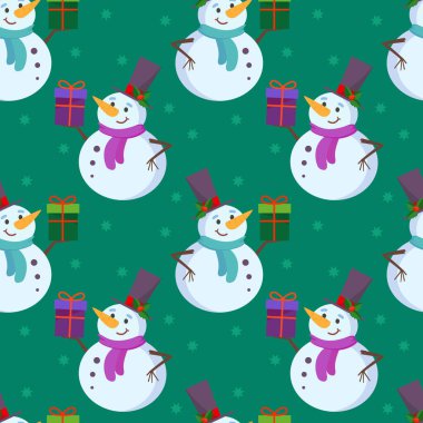 Kusursuz bir şenlik geçmişi, uzun şapkalı ve hediyeli tatlı bir kardan adam.