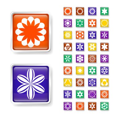 Çiçek simgeleri seti