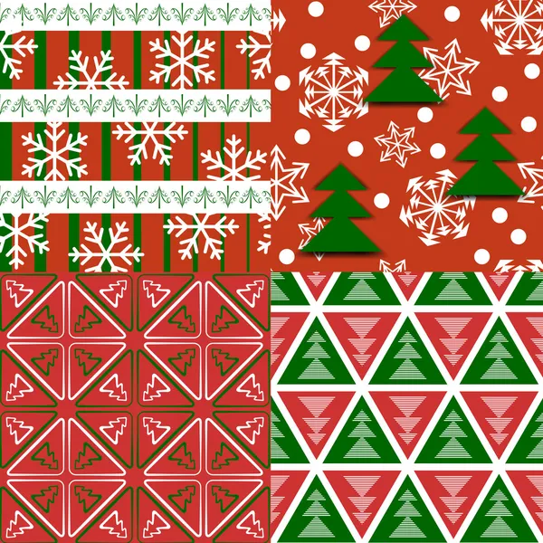 Conjunto de padrões de Natal sem costura — Vetor de Stock