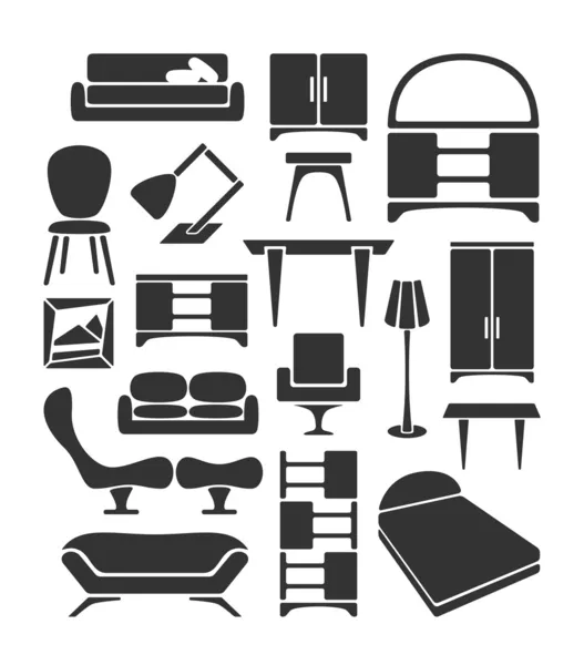 Conjunto de muebles gráficos — Vector de stock