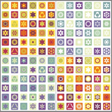 dört sorunsuz mozaik çiçek desenleri