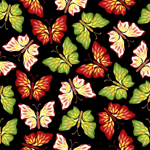 Modèle sans couture avec des papillons décoratifs — Image vectorielle