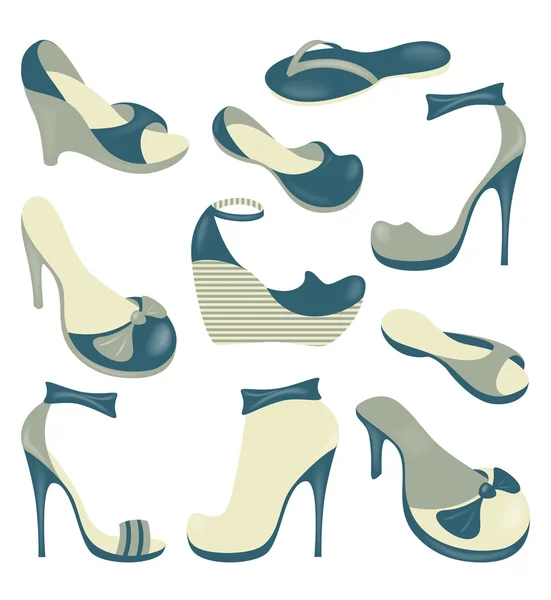 Modieuze schoenen pictogrammen — Stockvector