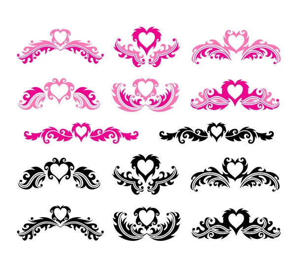 Heart graphical decoration elements — Stock Vector