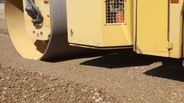 Steamroller at roadconstruction — Stock Video