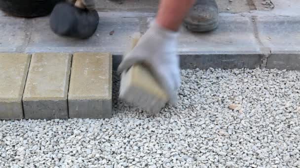 Brick paver laying — Stock Footage Brick paver laying Royalty Free Stock Video