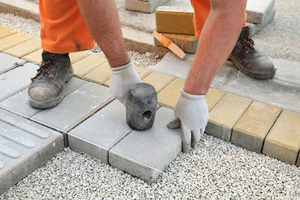 Construction site, brick paver — Stock Photo, Image