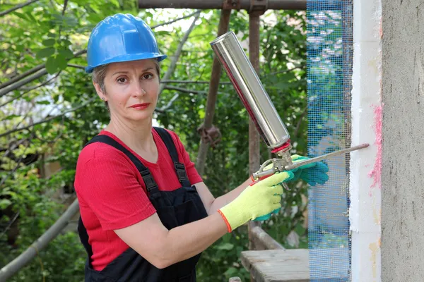 Construction site, styrofoam insulation — Stock Photo, Image