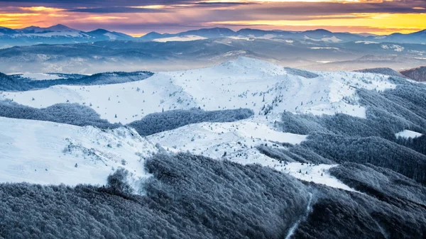 Splendida Vista Invernale Sulle Montagne Parco Nazionale Bieszczady Carpazi Polonia — Foto Stock