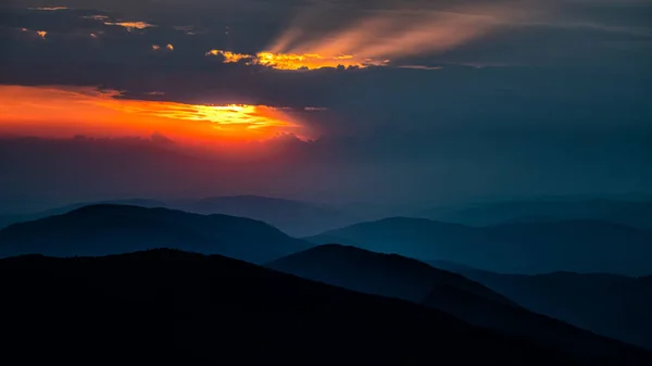 Carpathian Mountains Ukraine Amazing Sunrise Mountains Seen Polonina Riwna — Stock Photo, Image