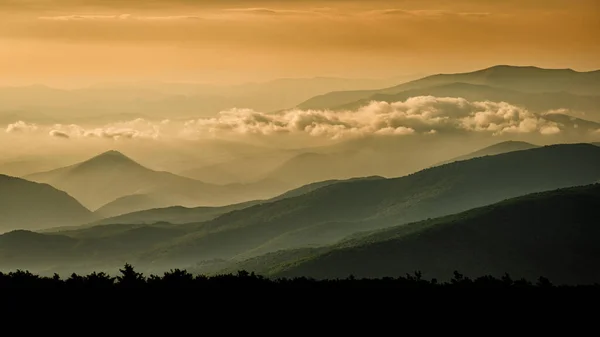 Carpathian Mountains Ukraine Amazing Sunrise Mountains Seen Polonina Riwna — Stock Photo, Image