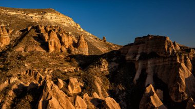 Kapadokya, Anadolu, Türkiye. Goreme Ulusal Parkı. Kapadokya 'da eşsiz bir jeolojik oluşum.