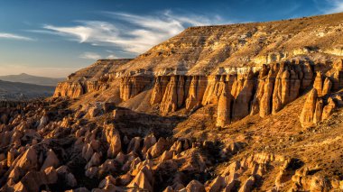 Kapadokya, Anadolu, Türkiye. Goreme Ulusal Parkı. Kapadokya 'da eşsiz bir jeolojik oluşum.