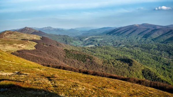 Časné Jaro Horské Louce Polonina Wetlinska Národní Park Bieszczady Karpaty — Stock fotografie