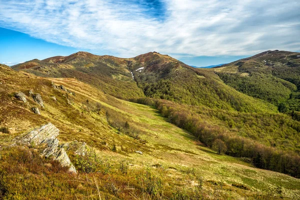 Časné Jaro Horské Louce Bukowe Berdo Národní Park Bieszczady Karpaty — Stock fotografie