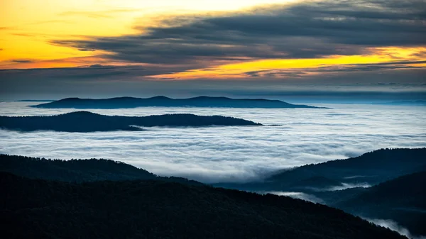 Bieszczady National Park Carpathians Poland Sunrise Polonina Wetlinska — Stock Photo, Image
