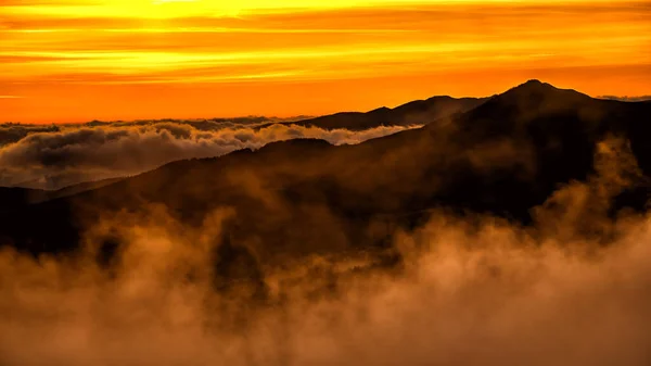 Bieszczady National Park Carpathians Poland Sunrise Mount Smerek Polonina Wetlinska — Stock Photo, Image