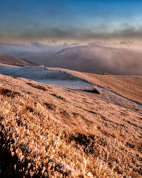 Bieszczady Nationalpark Karpaten Polen Zauberhafter Sonnenuntergang Polonina Wetlinska — Stockfoto