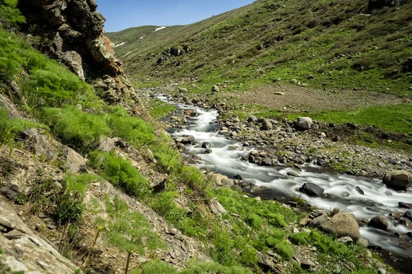 Cascades Sur Ruisseau Montagne Paysage Printanier Charmant Mont Aragats Arménie — Photo