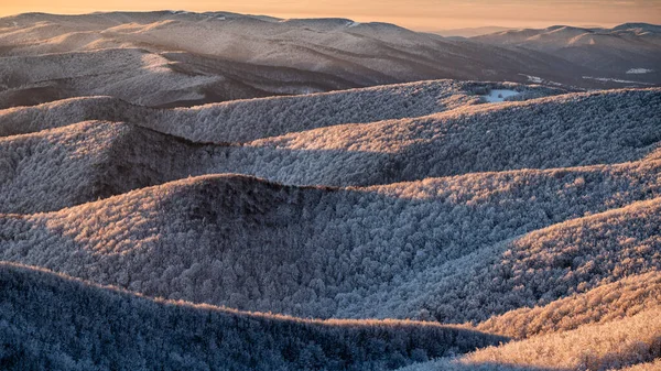 Kış Dağı Manzarası Bieszczady Dağları Polonya — Stok fotoğraf