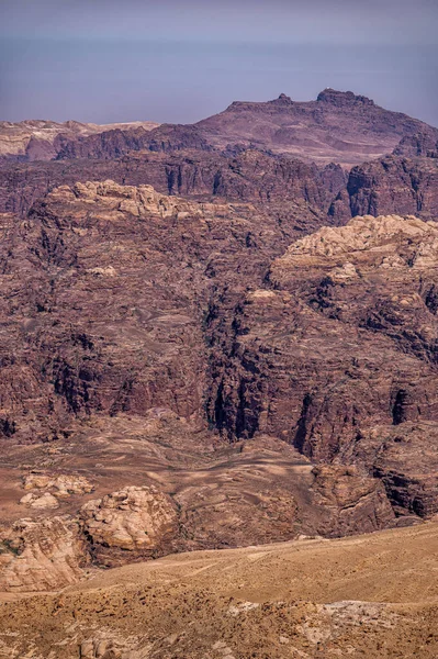 Bela Paisagem Montanhosa Deserto Wadi Musa Petra Jordânia — Fotografia de Stock