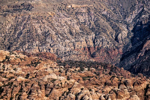 Güzel Çöl Dağları Manzarası Vadi Dana Ürdün — Stok fotoğraf