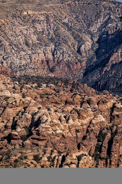 Hermoso Paisaje Montañas Del Desierto Wadi Dana Jordania — Foto de Stock