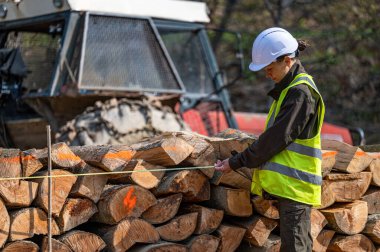 Orman işçisi olarak çalışan güzel bir kadın..