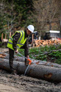Orman işçisi olarak çalışan güzel bir kadın..