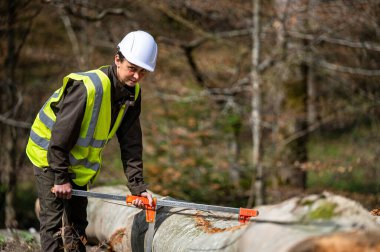 Orman işçisi olarak çalışan güzel bir kadın..