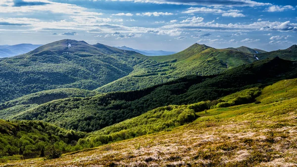 春の山の風景 Bieszzcady山脈 ポーランド — ストック写真