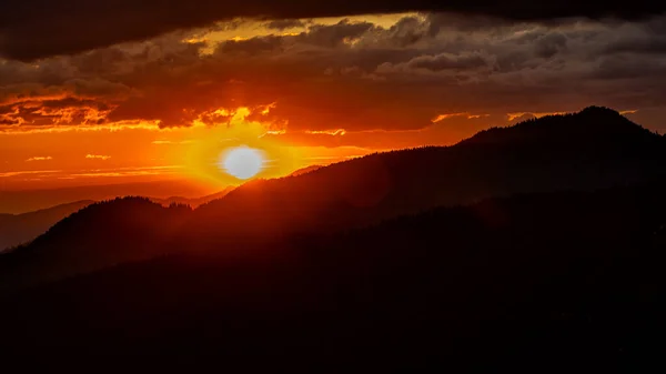 Sunset Prislop Pass Rodna Rodnei Mountains Carpathians Romania — Stock Photo, Image