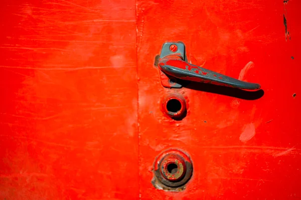 Ржавая Грязная Металлическая Поверхность Старой Красной Краской — стоковое фото