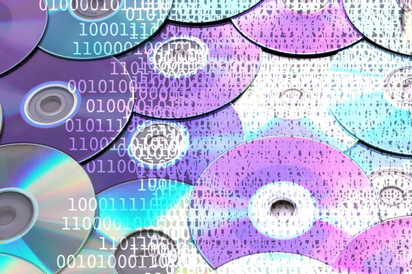 CDs and binary code — Stock Photo, Image