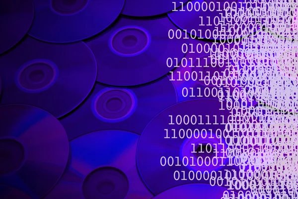 CDs and binary code — Stock Photo, Image