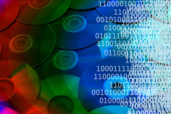 CDs and binary code — Stock Photo, Image