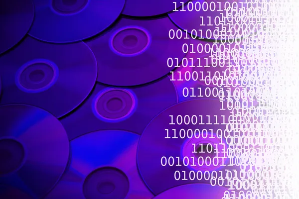 CDs and binary code — Stock Photo, Image