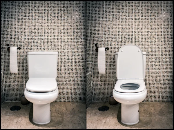 Закрытый и открытый туалет — стоковое фото
