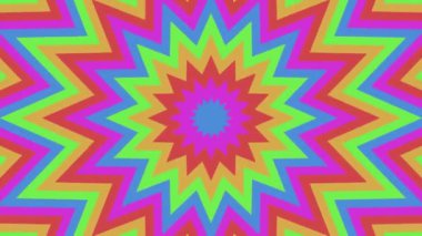Psikedelik yoğunlaştırılmış yoğun renklere sahip yıldızların döngülü animasyonu 