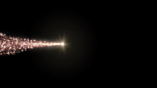Анимация Яркой Рождественской Падающей Звезды Хвостом Золотых Частиц Черном Фоне — стоковое видео