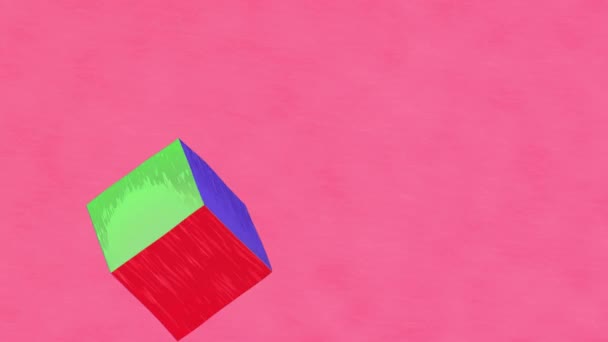 Animation Boucle Image Par Image Colorée Cube Tournant Sur Ses — Video